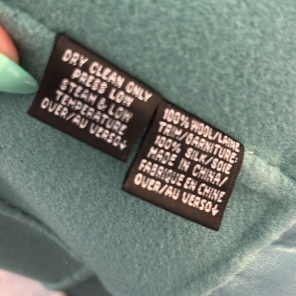 Linda Allard Ellen Tracy Blazer Wool Silk Trim Size 8 Teal Pockets - Picture 9 of 11